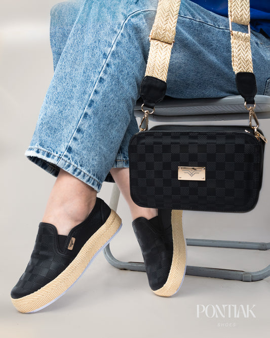 COMBO BANDY NEGRO CUADROS UNICOLOR