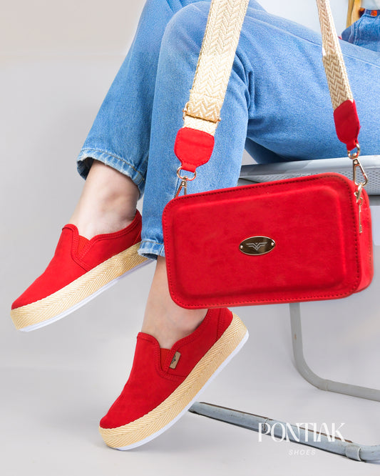 COMBO GAMUZA ROJO UNICOLOR