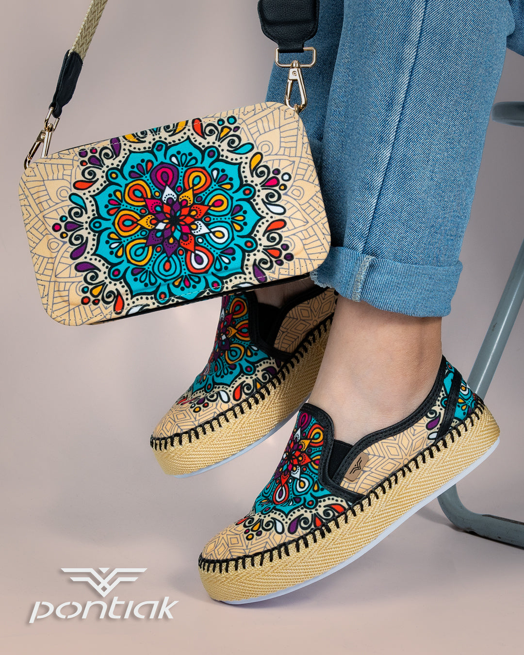 Combo Menta Beige Bolso + Zapatos