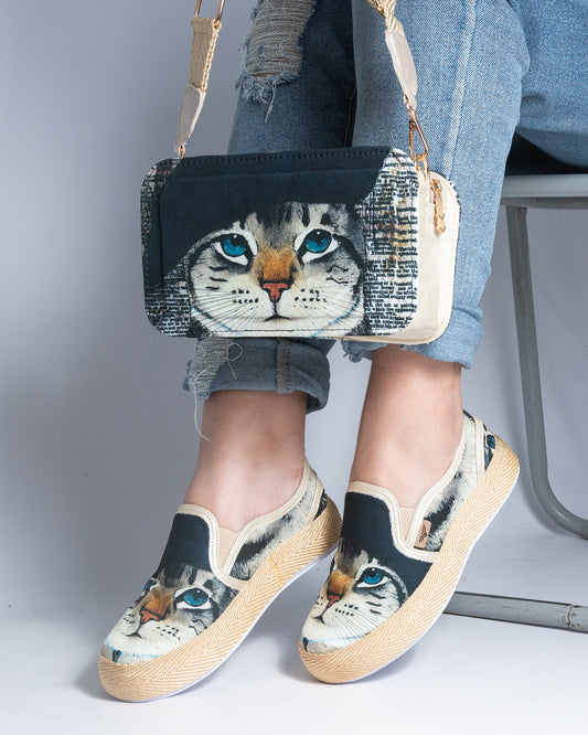 COMBO 8038 BOLSO BANDOLERO GATO BOINA