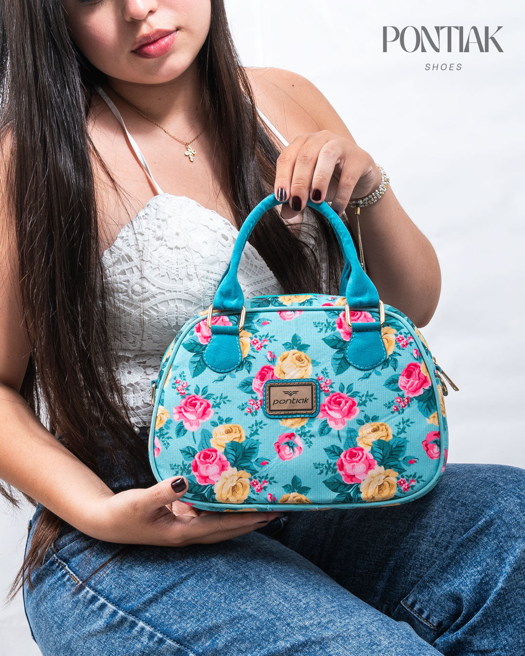 BOLSO KITTY FLORAL FONDO MENTA